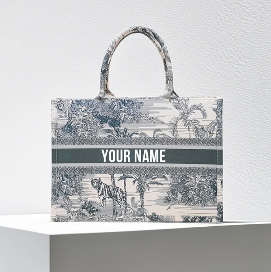 Personalized Luxury Designer Inspired Custom Canvas Tote Bag